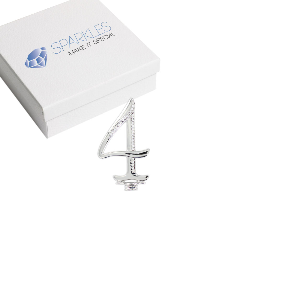 Rhinestone Number Cake Topper Anniversary Wedding Birthday Diamond Crystal 4" - Picture 7 of 12