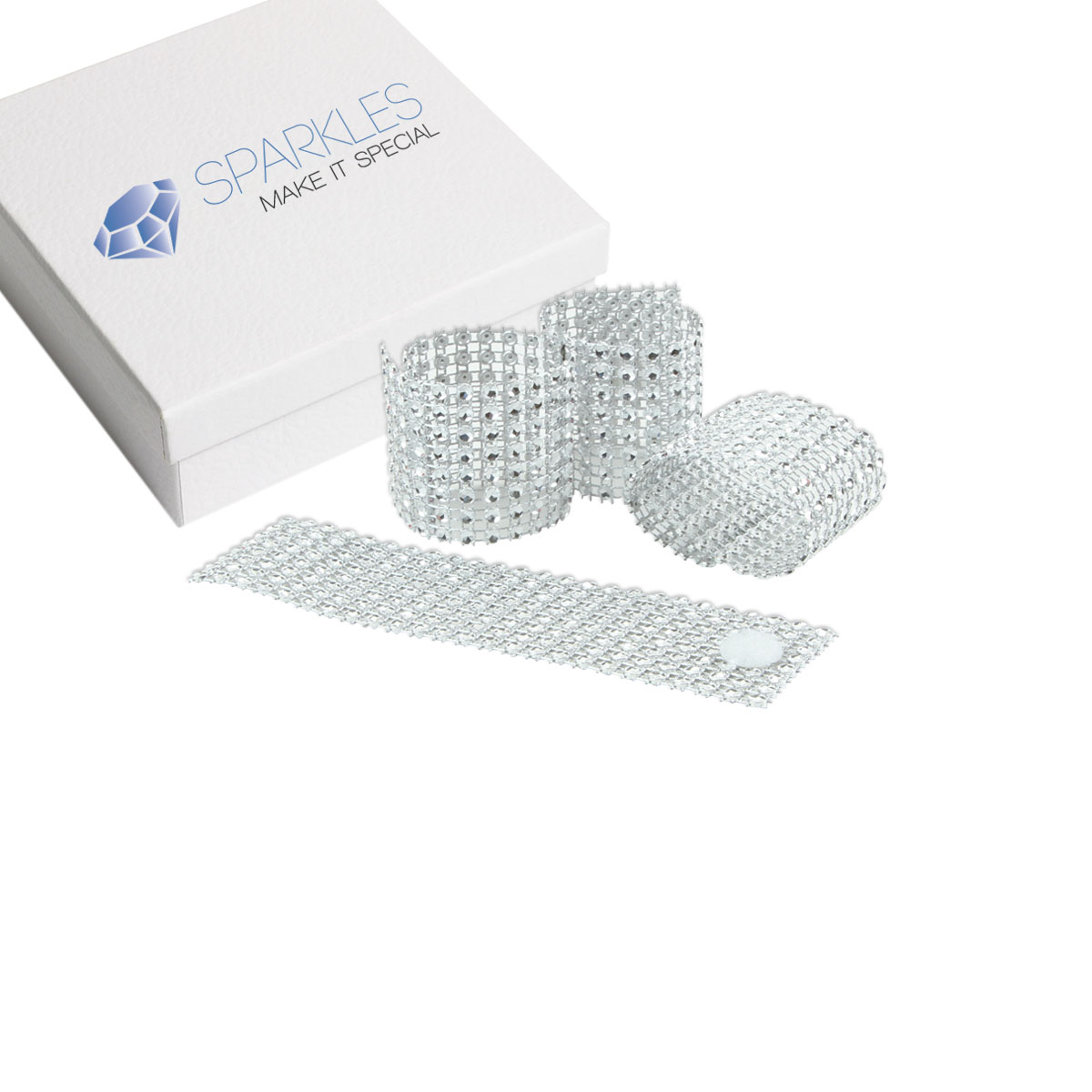 Rhinestone Bow Covers – 8 Row – silver wedding chair sash napkin rings